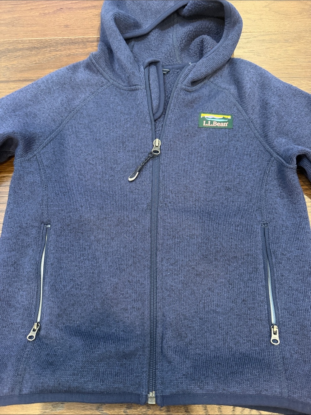 L.L. Bean Kids Sweater Fleece, Hooded Size Large 6/7 - C13-058 - Picture 3 of 6